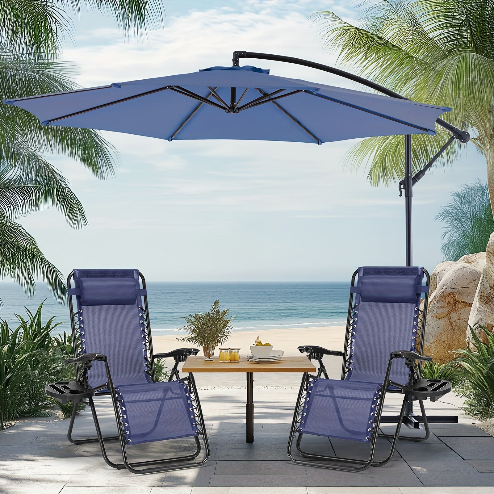 Outdoor Patio Umbrella, Pool Beach Yard Umbrella With 8 Sturdy Ribs For Polyester Canopy, Patio, Pool, Garden, Backyard, Deck
